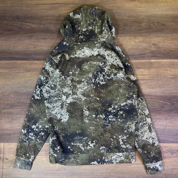 Cabelas Strata Camo Pullover Hoodie Mens Small Green Brown Fleece Sweatshirt - Picture 5 of 5